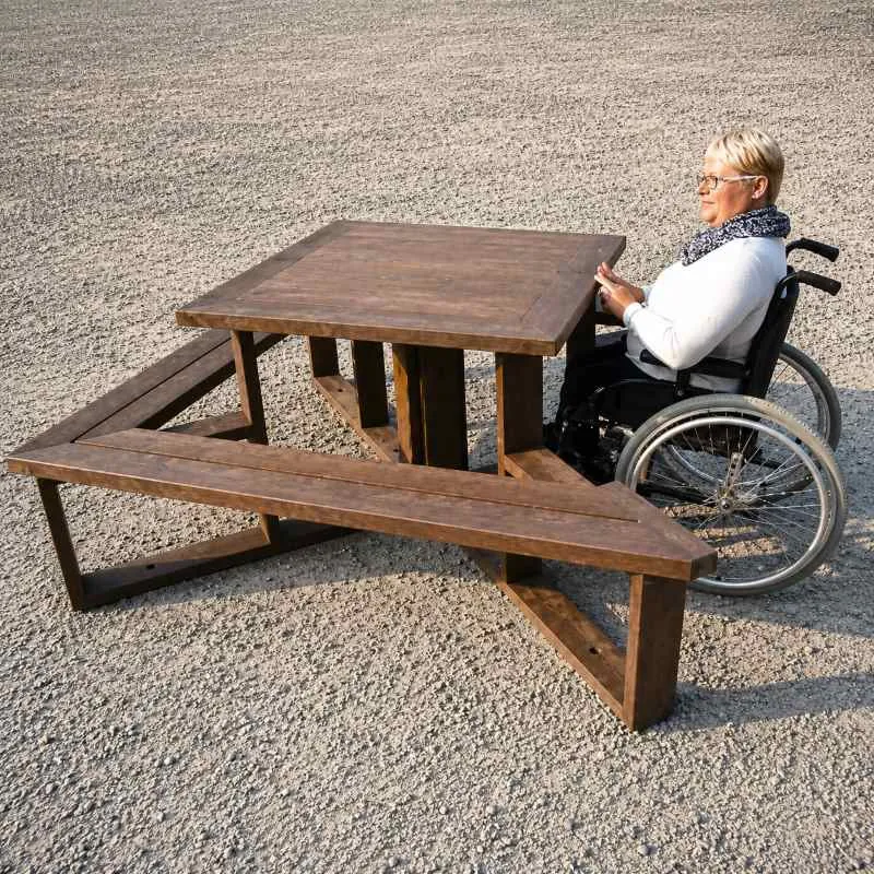 Table picnic en recyclé adaptée pour les pmr Table picnic en recyclé adaptée pour les pmr