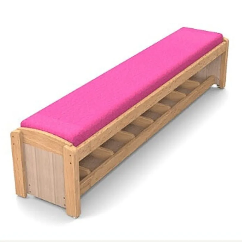 Banc crèche avec casiers à chaussures et assise mousse Banc crèche avec casiers à chaussures et assise mousse