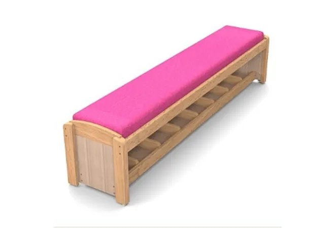 Banc crèche avec casiers à chaussures et assise mousse Banc crèche avec casiers à chaussures et assise mousse