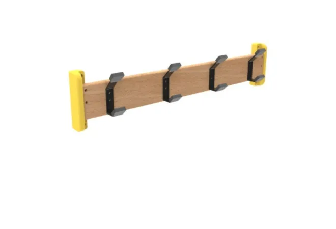 Porte manteaux mural avec 4 patères, coloris jaune