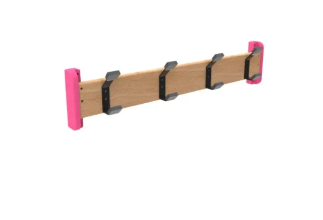 Porte-mateaux 4 patères pour crèche, coloris framboise