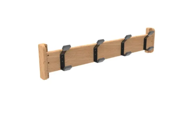 Porte-manteaux à fixer pour crèche 4 patère, finition vernis