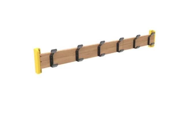 Porte manteaux mural avec 6 patères, coloris jaune