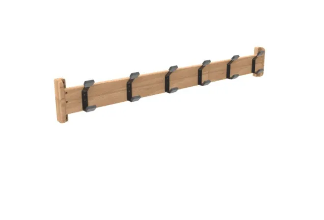 Porte-manteaux à fixer pour crèche 6 patère, finition vernis
