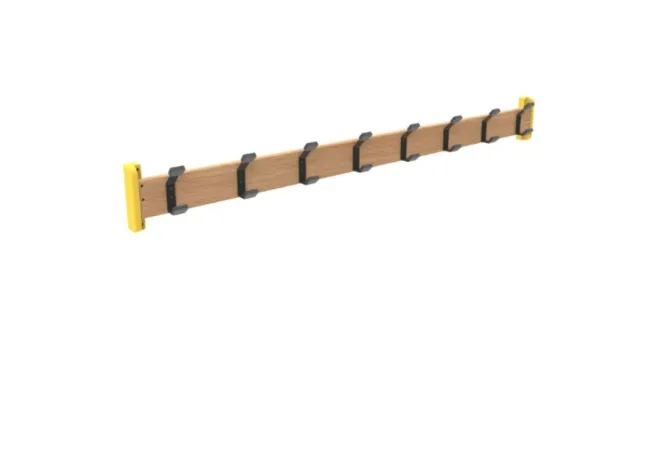 Porte manteaux mural avec 8 patères, coloris jaune