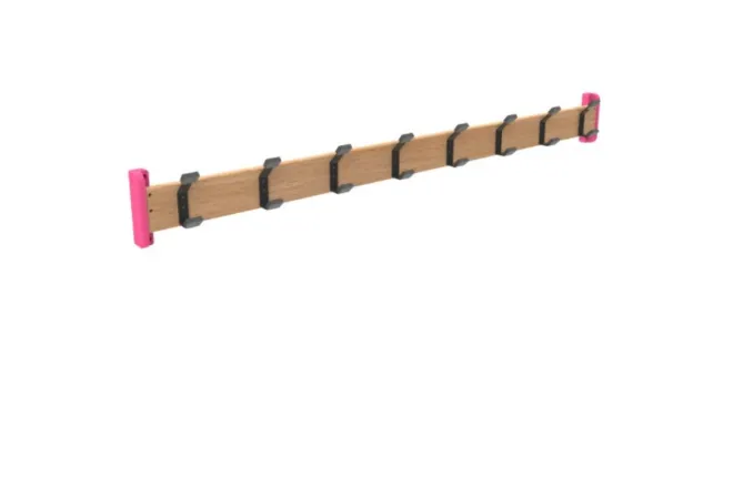Porte-mateaux 8 patères pour crèche, coloris framboise