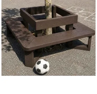 Banc scolaire extérieur tour d'arbre en plastique recyclé