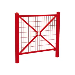 Barrière métallique rouge, grillagée, pommeaux Agora, 1072 mm
