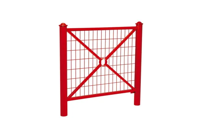 Barrière métallique rouge, grillagée, pommeaux Agora, 1072 mm