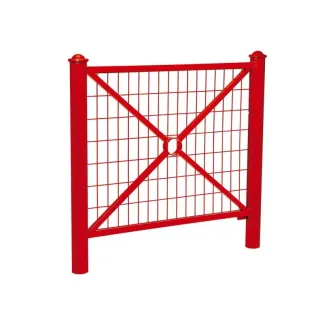 Barrière métallique rouge, grillagée, pommeaux Agora, 1072 mm