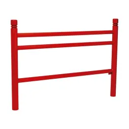 Barrière métallique rouge avec pommeaux City Barrière métallique rouge avec pommeaux City