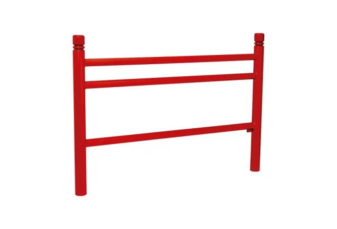 Barrière métallique rouge avec pommeaux City Barrière métallique rouge avec pommeaux City