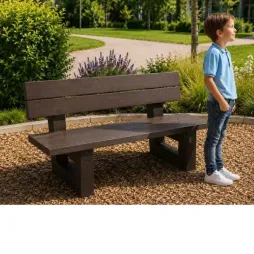Banc d'école pour extérieur en plastique recyclé