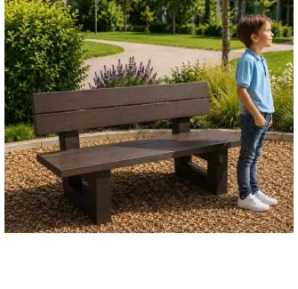Banc d'école pour extérieur en plastique recyclé