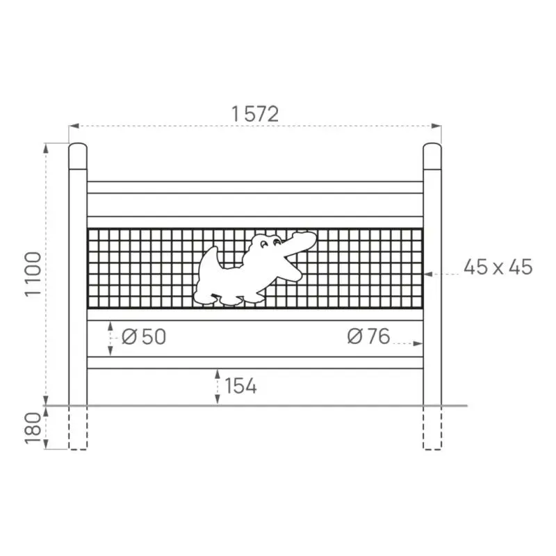 Dimensions de la barrière de sécurité grillagée avec animation Dimensions de la barrière de sécurité grillagée avec animation