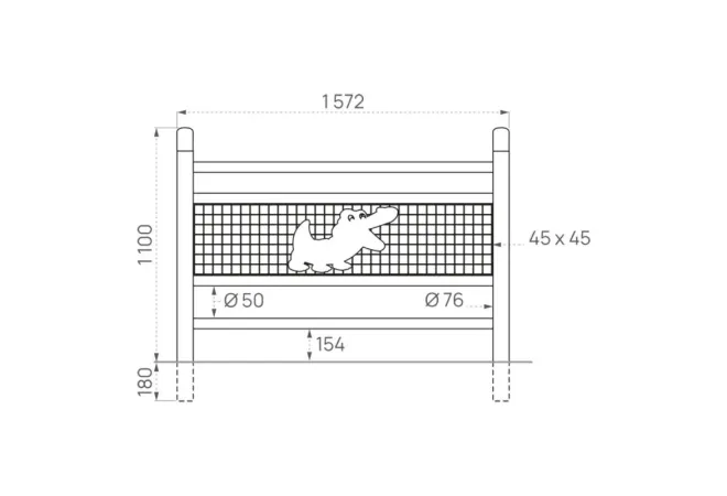 Dimensions de la barrière de sécurité grillagée avec animation Dimensions de la barrière de sécurité grillagée avec animation