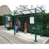 Abri bus Estoril en métal vert avec assis debout pommeaux Agora