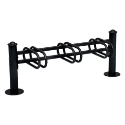 Support cycles en acier noir, 3 places sur une face, pommeaux Agora Support cycles en acier noir, 3 places sur une face, pommeaux Agora