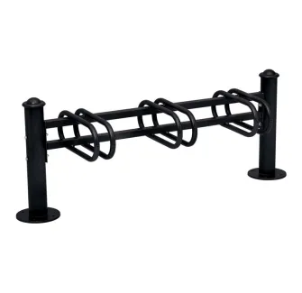 Support cycles en acier noir, 3 places sur une face, pommeaux Agora