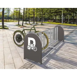 Support vélos 8x2 places en face à face dans un espace public Support vélos 8x2 places en face à face dans un espace public