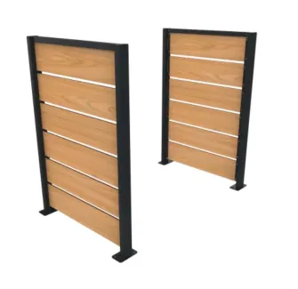 Cache conteneurs en métal et HPL effet teck - 2 pans