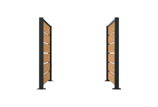 Cache poubelles HPL/acier - 2 pans - coloris teck Cache poubelles HPL/acier - 2 pans - coloris teck