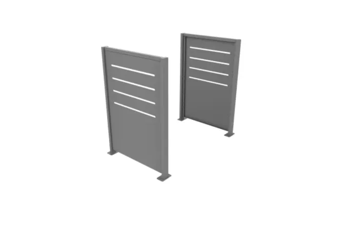 Cache conteneurs en métal gris alu - 2 pans Cache conteneurs en métal gris alu - 2 pans