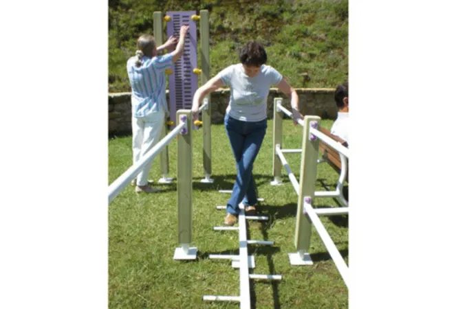 Module barres parllèles du parcours de santé pour séniors Module barres parllèles du parcours de santé pour séniors
