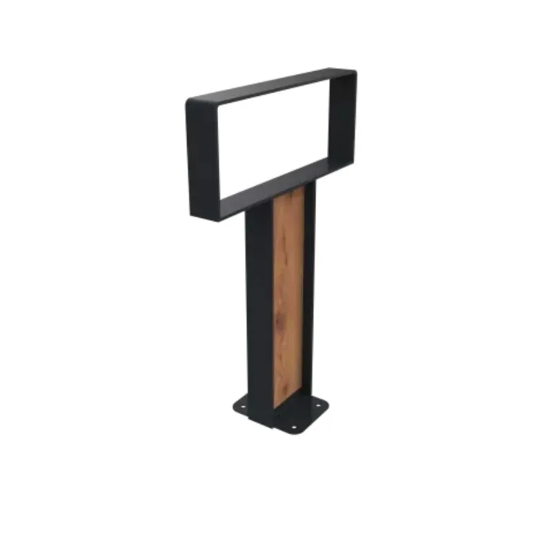 Appui vélos rectangle en métal anthracite et HPL finition pin Tyrol Appui vélos rectangle en métal anthracite et HPL finition pin Tyrol