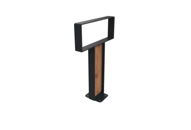 Appui vélos rectangle en métal anthracite et HPL finition pin Tyrol Appui vélos rectangle en métal anthracite et HPL finition pin Tyrol