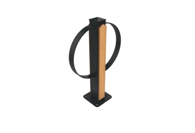 Appui vélos boucle 2 places en métal anthracite et HPL finition teck Appui vélos boucle 2 places en métal anthracite et HPL finition teck