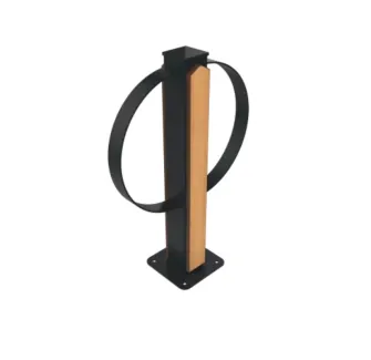 Appui vélos boucle 2 places en métal anthracite et HPL finition teck