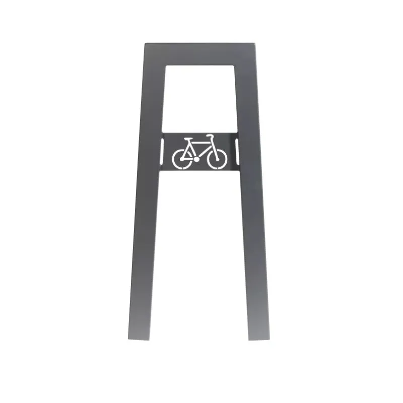 Support cycles 2 places en acier gris alu avec signalétique