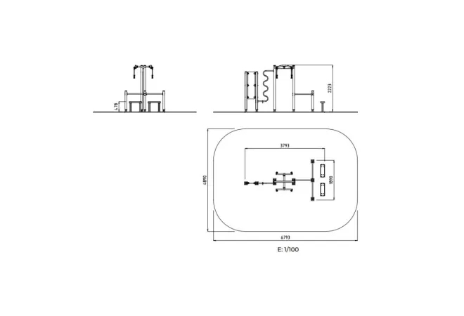 Dimensions du parcours sportif extérieur pour séniors Dimensions du parcours sportif extérieur pour séniors