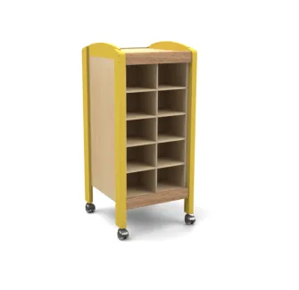 Meuble de rangement doudous 20 cases double face finition jaune