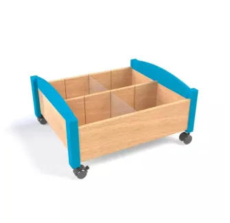 Meuble de rangement bas pour livres, coloris bleu