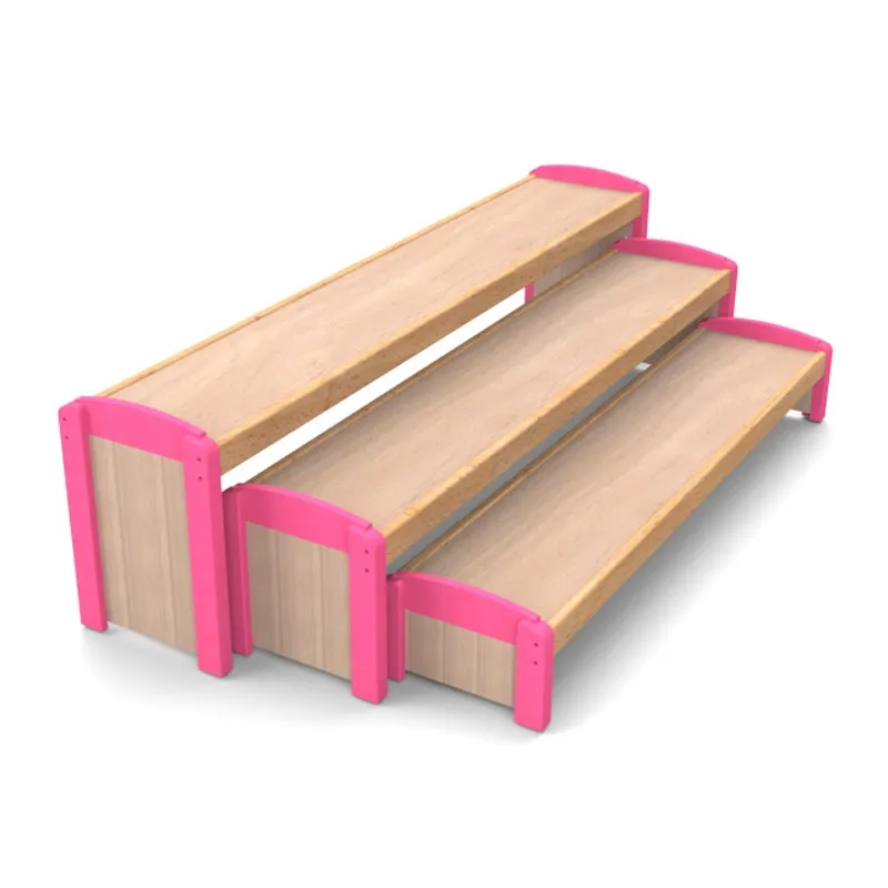 Bancs d'école maternelle Gigognes x 3, coloris framboise Bancs d'école maternelle Gigognes x 3, coloris framboise