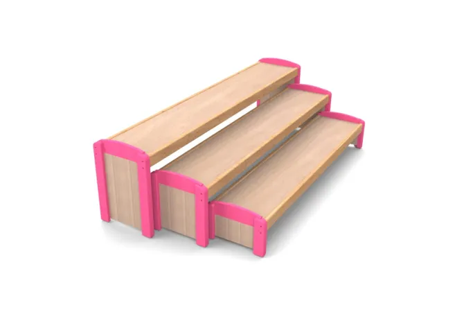 Bancs d'école maternelle Gigognes x 3, coloris framboise Bancs d'école maternelle Gigognes x 3, coloris framboise