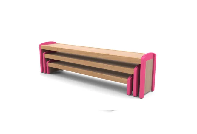 Bancs gigognes maternelle - lot de 3 rangés Bancs gigognes maternelle - lot de 3 rangés