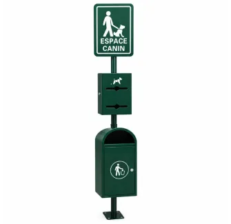 borne de propreté canine avec distributeur de sacs canins et poubelle canine