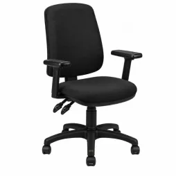 Chaise de bureau su roulettes avec accoudoirs, tissus noir