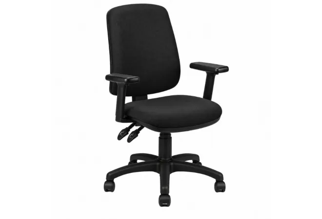 Chaise de bureau su roulettes avec accoudoirs, tissus noir