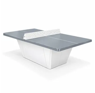 Table ping pong fixe plateua gris clair et piétement blanc
