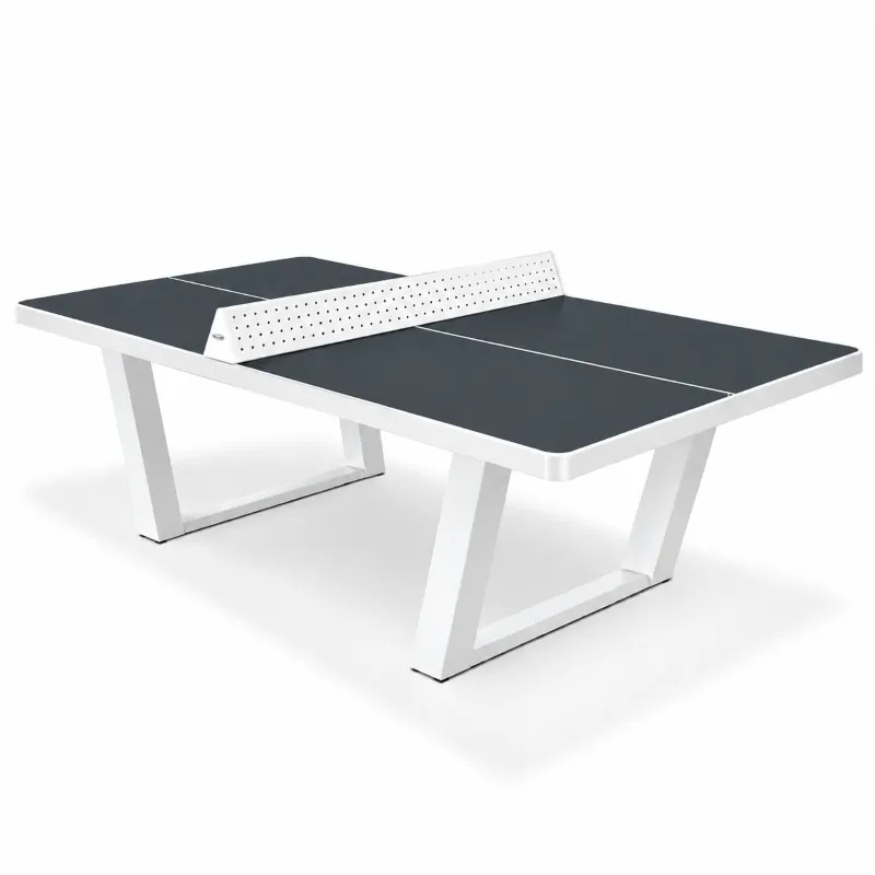 Table ping-pong extérieure résine plateau gris anthracite et piétement blanc