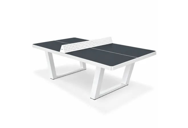 Table ping-pong extérieure résine plateau gris anthracite et piétement blanc