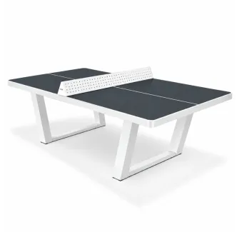 Table ping-pong extérieure résine plateau gris anthracite et piétement blanc