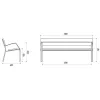 Dimensions de banc public en bois et fonte