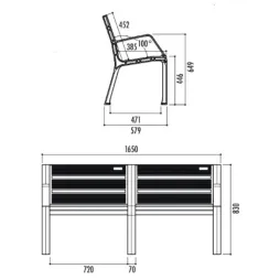 Dimensions du banc plastique Modo