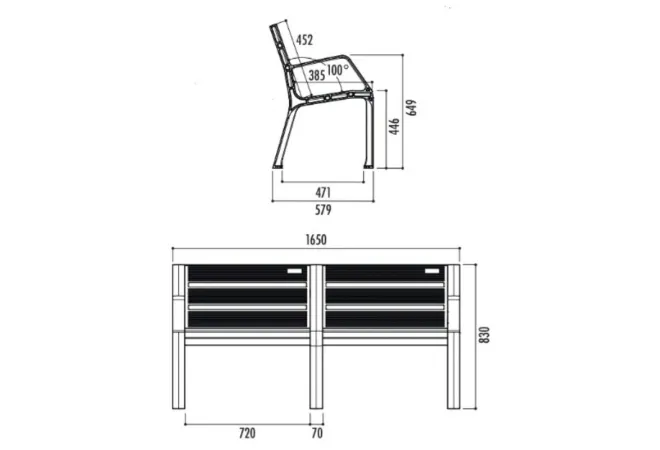 Dimensions du banc plastique Modo