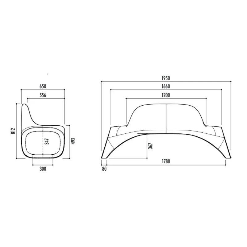 Dimensions du banc urbain design en plastique Dimensions du banc urbain design en plastique
